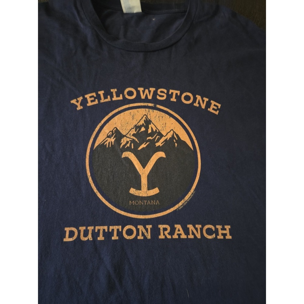 Yellowstone Dutton Ranch Montana Size 3XL Navy Gold Accents‎ T-Shirt 1886